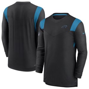 Carolina Panthers Men's Shirt Nike Sideline Tonal Logo Performance Player Long Sleeve T